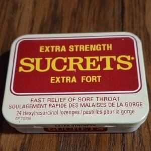 Red and White Metal Storage Tin for Organization